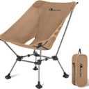 MOON LENCE Camping Chair Plus, Upgraded Comfort & Size, Still Compact and Lightweight, Folding Portable Chair for Backpacking & Hiking, 400Lbs Capacity, Gen 3 Plus (Khaki)