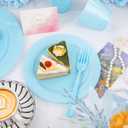 KIRE 150 Piece Blue Plastic Plates Disposable - Blue Dinnerware Set Includes 25 Dinner Plates, 25 Salad Plates, 25 Utensils Set 25 Clear Cups for Birthday/Picnic/Baby Shower/Easter/Spring