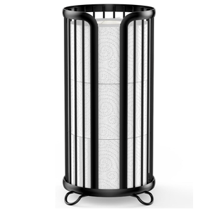 Toilet Paper Holder Stand, Freestanding Toilet Tissue Organizer, Minimalistic Storage Solution, Reserve Mega Rolls-Modern Black