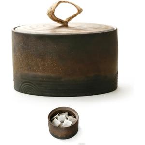Vintage Ceramic Containers with Lids, Multi-Purpose Tea Jars & Sugar Container, Small Jars for Kitchen Storage & Decor