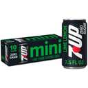 7UP Zero Sugar Lime Lemon Soda, 7.5 Fl Oz Mini Cans, 10 Pack, Best By 11/01/2026