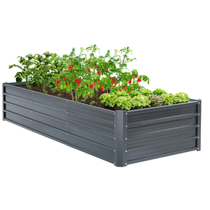 Ohuhu Metal Raised Garden Bed Outdoor 8x3x1.5 FT Reinforced Galvanized Rustproof Colored Steel Planter Boxes for Vegetables, Heavy Duty Raised Beds for Growing Flowers Herbs Succulents 