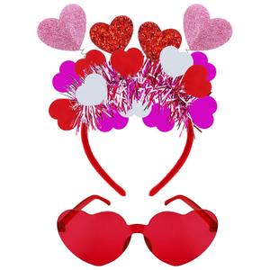 Valentine Heart Headband and Heart Sunglasses for Halloween Valentine's Day Wedding Birthday Party Accessoires