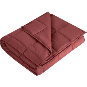 L'AGRATY Weighted Blanket - 48"x72" 15lbs Cooling Breathable Heavy Blanket Microfiber Material with Glass Beads for Adult All-Season Summer Fall Winter Soft Thick Comfort (10-burgundy)
