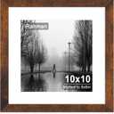 iRahmen 10x10 Picture Frame with HD Tempered Glass, Display Pictures 8x8 with Mat or 10 x 10 Without Mat, Wood Photo Frames for Tabletop and Wall Mount (Dark Brown, 1 Pack)