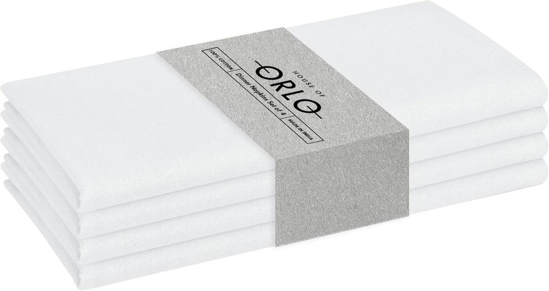 White Cloth Napkins 17x17 Inch, 100% Cotton, Soft, Absorbent, Washable, Reusable Napkins, Set of 4, Ideal for Weddings, Baby Showers, Holiday, Christmas, Dinner, Lunch, Everyday Use