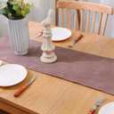 2 Piece Fabric in 1 Dining Table Runner 12 x 90 inches Living Room Dinner Wedding Birthday Party Burlap Rustic Table Runner, Coffee Brown