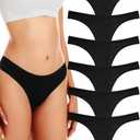 ANZERMIX Women's Breathable Cotton Thong Panties Pack of 6 (Black-6PK, Large)