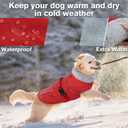 Lelepet Warm Dog Coat - Reflective Waterproof Fleece Vest with Adjustable Buckle Hook & Loop, Windproof Winter Jacket Dog Coats for Large Dogs, Red, L