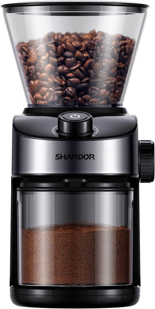 SHARDOR Burr Coffee Grinder 3.0, 32 Grind Settings for Espresso, Pour Over, Drip, and French Press, Adjustable Timer, Easy-Clean Chamber for Home Brewing