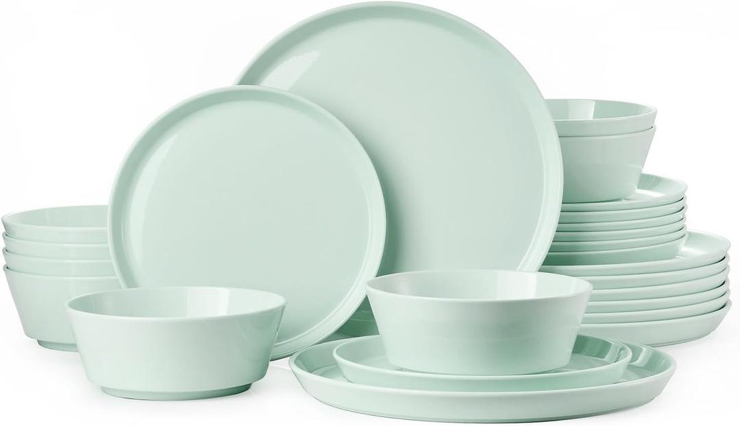 24-Piece Bone China Dinnerware Sets, Mint Green
Lightweight Plates & Bowls Set | Straight Rim Bowl Dinner Set | Scratch Resistant | Microwave & Dishwasher Safe | Serves 8