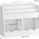CHOEZON Kids Bookshelf and Toy Storage, Children's Bookcase with 2 Toy Cubes, Toddler Book Shelf for Kids Room, Wooden Book Organizer, for Playroom, Nursery, Living Room, White MCW15WB, 31.5"L x 11.9"W x 26.2"H