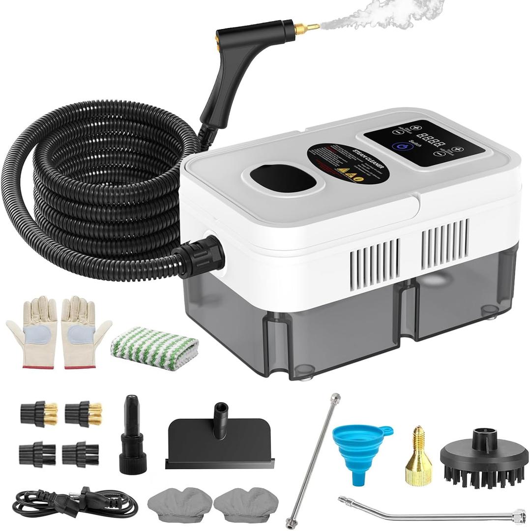 Steam Cleaner, 2500W High Pressure Steam Cleaner for Home, 10s Fast Heat-Up, Chemical-Free Steamer for Cleaning with 6 Steam Levels, 41oz Tank, Handheld Steam Cleaner for Car, Grease, Grout, Tile (White)
