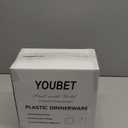 YOUBET 125Pcs Pink Plastic Plates with Gold Rim - Scalloped Plastic Plates Set Includes 25 Dinner, 25 Dessert Plate, 75 Gold Silverware for 25Geusts for Wedding Birthday Parties Baby Shower Valentines