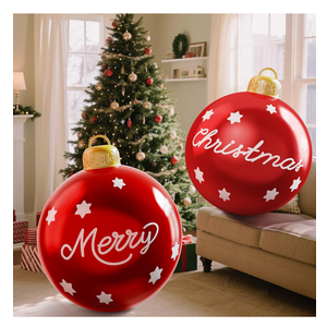 Inflatable Christmas Decorations,Christmas Inflatable Balls, 24 Inch Outdoor Decorative PVC Ball, Xmas Blow Up Jumbo Ball for Indoor, Giant Ornaments Outside Holiday Yard Lawn Decor