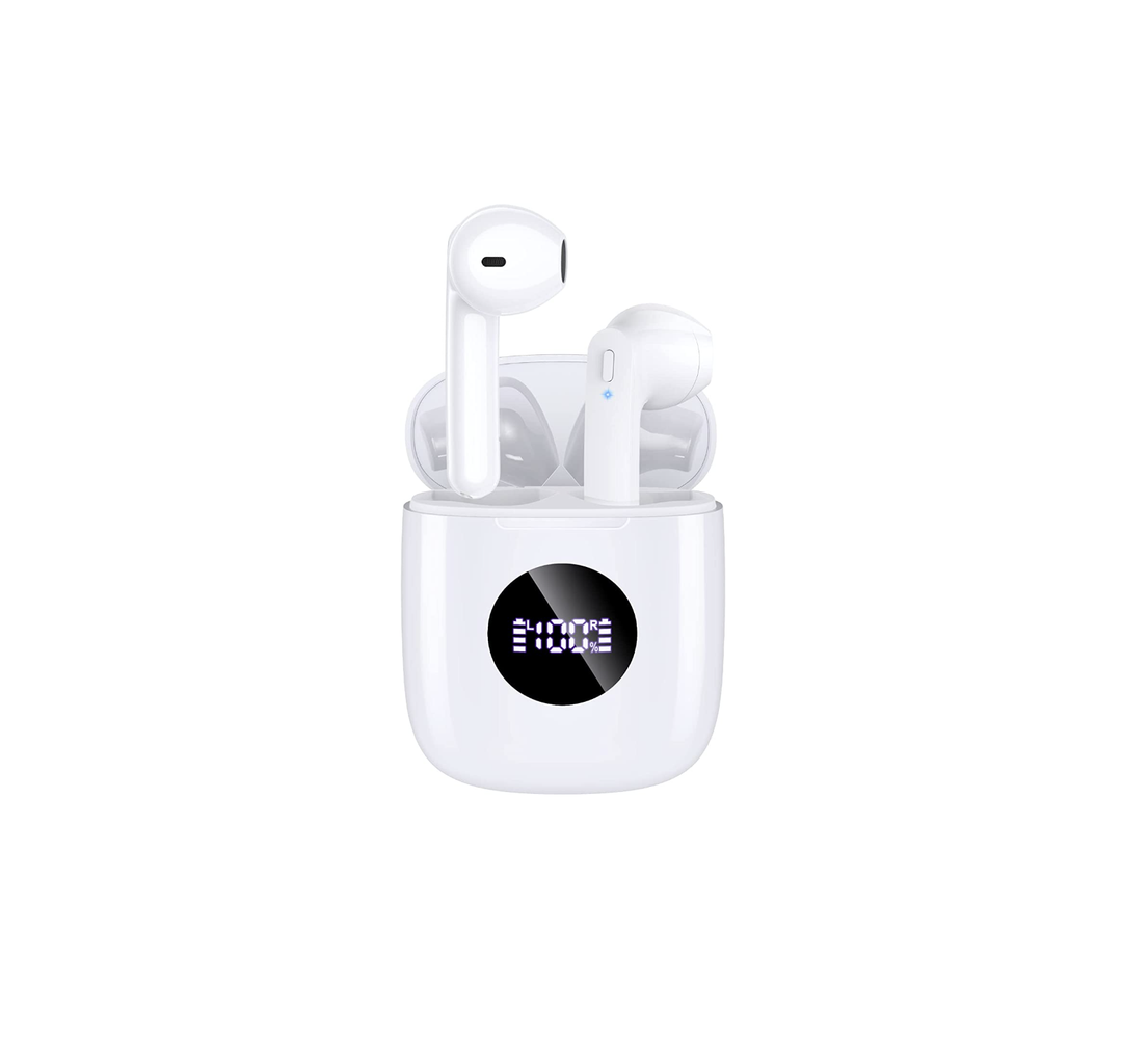 CAPOXO Wireless Earbuds V5.3 Bluetooth Headphones 50Hrs Battery Life with Wireless Charging Case & LED Power Display Deep Bass IPX7 Waterproof Earphones Microphone Stereo Headset for TV Smart Phone
