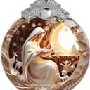 White Nativity Christmas Ornaments 2025  Holy Family Ornament for Christmas Tree, Christian Ornament for Women, Men, Friend, Acrylic 2025 Christmas Ornaments with Holy Scene, Holiday Decoration