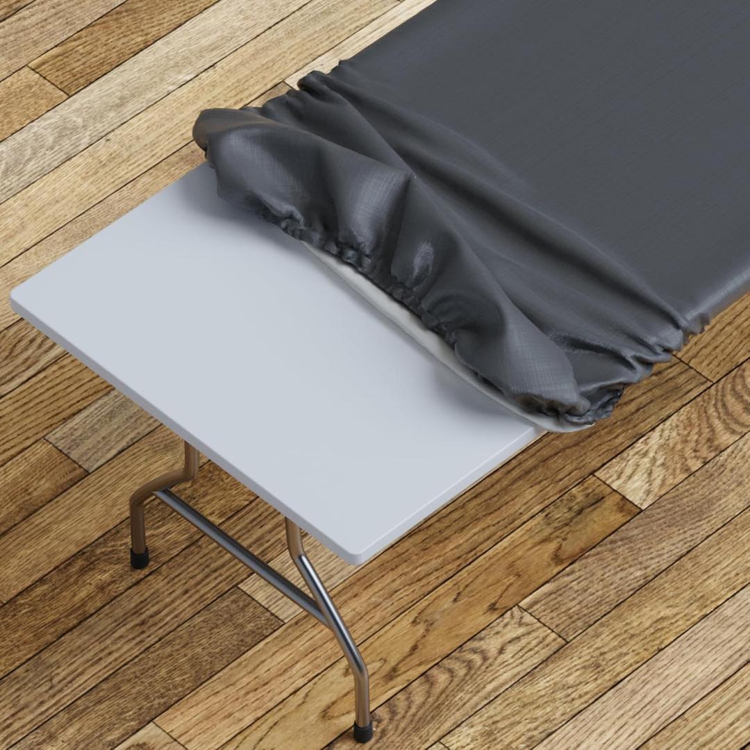 Sorfey Tablecloth -Fitted with Elastic, Vinyl with Flannel Back, Fits for Table 30"x 60" Rectangle,Water Proof, Easy to Clean, Solid Black Design
