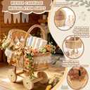20 In Woven Rattan Stroller Shaped Flower Basket, Vintage Rattan Baby Buggy Planter for Floral Displays, Handwoven Rustic-Style Basket, Tabletop Floral Decor for Baby Shower Wedding Table Centerpieces