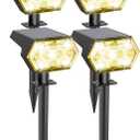 Kaxiida Solar Lights Outdoor Waterproof IP68, 25% High Conversion Efficiency Rate & 3 Modes Upgrade Pro Max 92 LED Bright Solar Spot Lights Outdoor (Warm White, Pack of 4)