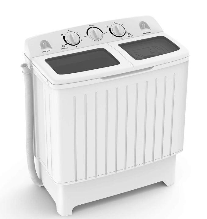 Portable Washing Machine, Twin Tub 18 Lbs Capacity, Washer(11 Lbs) and Spinner(7 Lbs), Durable Design, Timer Control, Compact Laundry Washer for RV, Apartments and Dorms, Blue+White