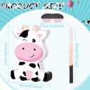 Aoriher Cow Piata with Blindfold and Bat, Farm Animal Theme Birthday Party Supplies Cow Piata for Birthday Party Favors Decor, 16 x 12 x 3.2 Inch