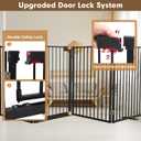 Metal Freestanding Dog Gates with Door, Extra Wide 24"x32" Height Foldable Dog Fence for Indoor & Outdoor, Heavy Duty Freestanding Pet Barrier for Stairs, Doorways, Halls, Kitchen, Yard, Christmas Tree