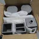 6-Piece Bathroom Set Grey - Stone Textured Resin Bathroom Organizer with Soap Dispenser, Toothbrush Holder, Vanity Tray, Tumbler & Cotton Swab Jars for Small Spaces