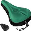 Zacro Bike Seat Cushion - Gel Padded Bike Seat Cover for Men Women Comfort, Extra Soft Exercise Bicycle Seat Compatible with Peloton, Outdoor & Indoor Bike Saddles (Green)
