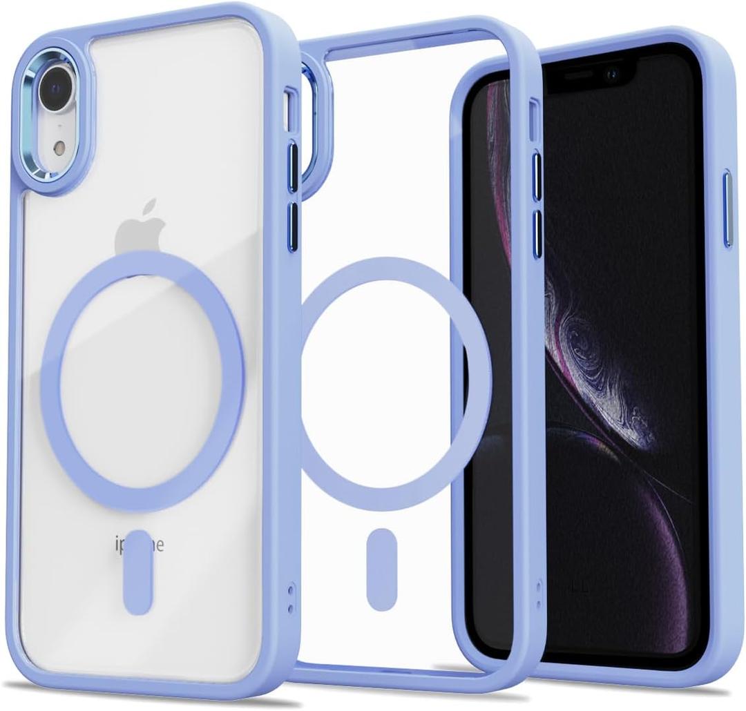 PinLiSheng Magnetic for iPhone XR Case [Anti-Yellowing] [Military Grade Protection] Shockproof Clear Hard Back Slim Case for Men Women - Blue
