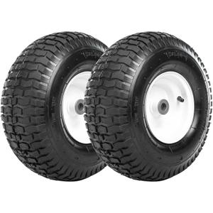 Taifa 2 PCS 15" Pneumatic 6.00-6 Rubber Tires and Air Wheels Replacement with 3/4" Axle Bore Hole, Inflated Wheel for Wheelbarrows,Lawn Mower, Garden Carts, Hand Trucks, Pressure Washers etc.