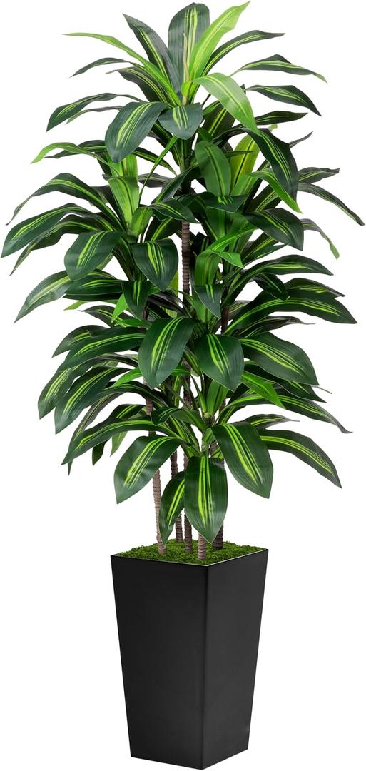 Artificial Plant 5FT Dracaena Fake Tree with Black Tall Planter
Faux Yucca Floor Plant in Pot, Artificial Trees Indoor for Home Office Living Room Decor