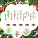 24 Pcs Christmas Tree Picks Set Furry Lime Green Curly Picks Stems Red Green Artificial Glitter Curly Berry Candy Sprays Ornaments Stems for Xmas Tree Topper Home Vase Fillers Decorations