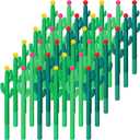90 Pack Cactus Shaped Roller Pens Novelty Plant Gel Ink Pens Cactus Shaped Ballpoint Black Gel Ink Rollerball Pen with Flower for Summer School Home Office Supplies Gift, 3 Colors