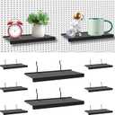 PEKGRIL 10x4.3 Inch Pegboard Shelves Set of 10, Metal Peg Board Shelves Accessories, Flat Display Shelves for Pegboard, Metal Retail Display for Storage and Organization, Black
