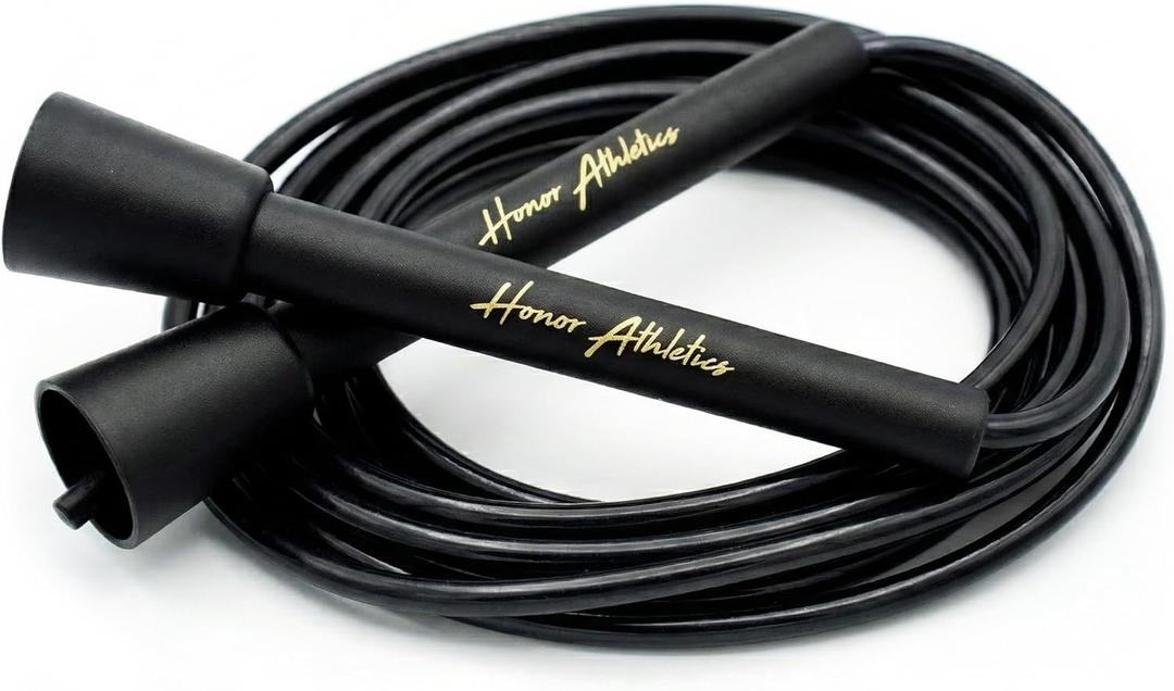 HONOR ATHLETICS Speed Rope, Skipping Rope - Best for Double Under, Boxing, MMA, Cardio Fitness Training Condition - Jump Rope, 11 ft rope (Fits users over 6'3"), Black