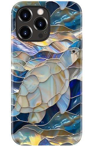 DorisMax for iPhone 13 Pro Case - Wireless Charging Compatible - Dual-Layer Hard Shell + Silicone Cover - Shockproof Protective Phone Case with Stylish Designs for Women - Abstract Sea Turtle