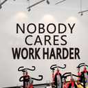 2 x SEATUNE Gym Wall Stickers - Inspirational Quotes Motivational Office Wall Decals - Bedroom Home Gym Yoga Garage Vinyl Art Wall Decor - Nobody Cares Work Harder 21"X11" (Small, Black)