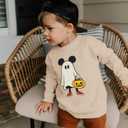 Toddler Baby Boy Halloween Sweatshirt Pumpkin Ghost Shirt Long Sleeve Spooky Season Crewneck Pullover Fall Tops (Beige)