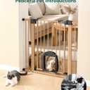 Babelio CatPrivilege Baby Gate with Cat Door, 29"-43" Adjustable Brown Wood Pattern Pet Door, 30" Tall Pressure Mounted Safety Gate for Stairs & Doorways, Auto Close,Wall Protectors Included