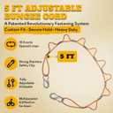LoopRope 5ft Heavy Duty Bungee Cord with Hooks Patented Adjustable Multi-Loop Tie Down System for Truck Bed, Trailer, ATV, RV and More, Knot-Free Outdoor Accessory, Includes 4 Carabiners, 4PACK