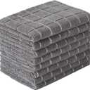 Microfiber Dish Towels - Soft, Super Absorbent and Lint Free Kitchen Towels - 8 Pack (Lattice Designed Gray Colors) - 26 x 18 Inch (Grey)