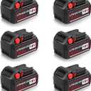 6-Pack 6.0AH M-18 18V Lithium Battery Replacement for Milwaukee M-18 Battery