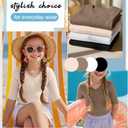 LessonZoo 4 Pack Teen Girls T Shirts Kids Summer V Neck Tops Ribbed Basic Cute Tees Short Sleeve Clothes for Tween 5-14 Years(Black, White, Mocha, Cream,11-12 Years)
