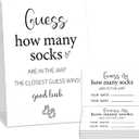 Minimalism How Many Socks Game, Pack 1 Standing Sign + 50 Cards, Baby Shower Games, Neutral Baby Shower Decoration(cwz01)
