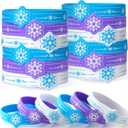 24 Pcs Snowflake Party Favors Birthday Supplies Silicone Wristbands Bulk Toy Christmas Gift Prize Filler Goodie Bag Stuffer Kids Boys Girls Winter Party Favors
