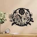 1PC Black Metal Wall Art Decor, Minimalist Rustic Farmhouse Wall Hanging Decorations Wall Sculpture for Living room Bathroom Bedroom Kitchen Office, Christmas New Year Housewarming Gifts (Flowers)
