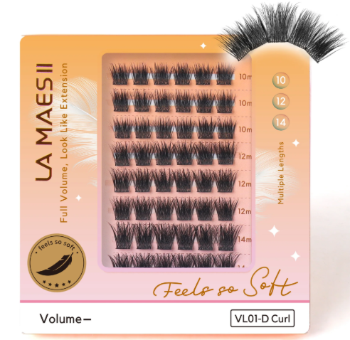 LA MAESII Lash Clusters, 48Pcs Volume Eyelash Clusters, D Curl Eyelash Extensions with Super Soft Cluster Lashes Reusable 1014mm Individual Lashes(VL01D)