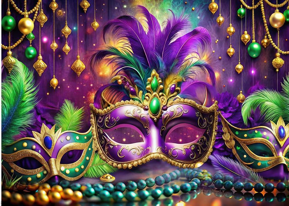 Dudaacvt 7x5ft Mardi Gras Party Backdrop Decor Carnival Masquerade Dancing Party Background Fiesta Mardi Gras Backdrop