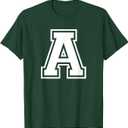 Letter A Name Initial Varsity Alphabet Monogram T-Shirt (Small, Black)